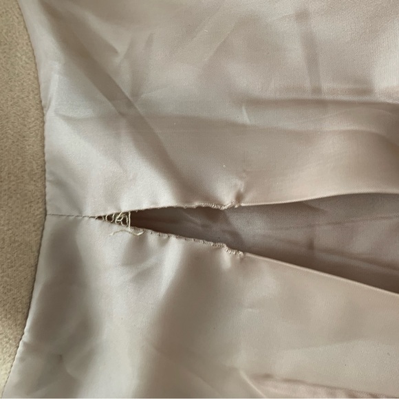 Tan and Black Women's Pea Coat with Faux Leather Trim. - Picture 14 of 16